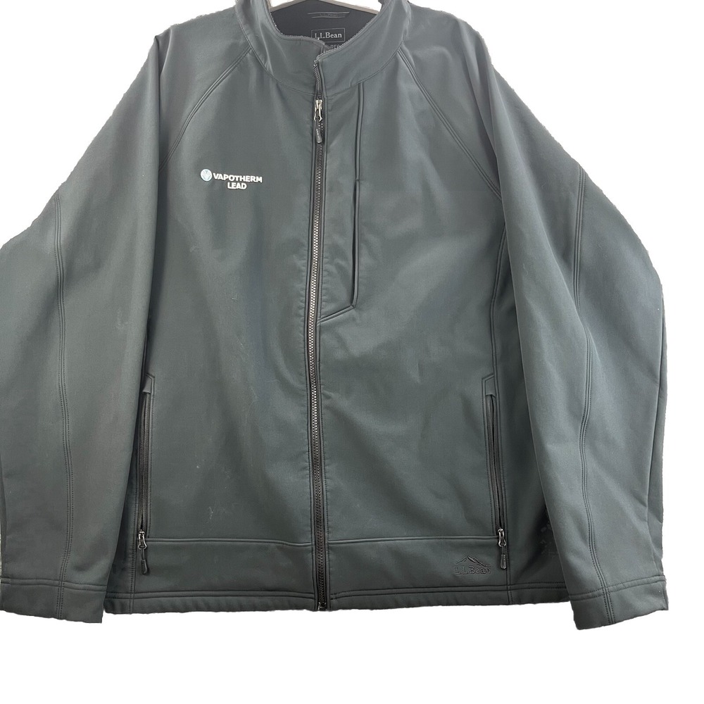 LL Bean Jacket Black Mens 2XL‎ Full Zip Sweater Outdoors Embroidered Mock Neck